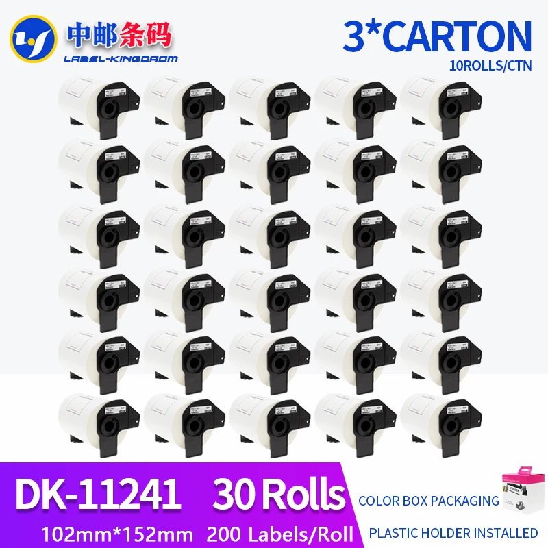 

30 Rolls Generic DK-11241 Label 102*152mm 200Pcs Compatible for Brother Printer QL-1050/1060N All Come With Plastic Holder