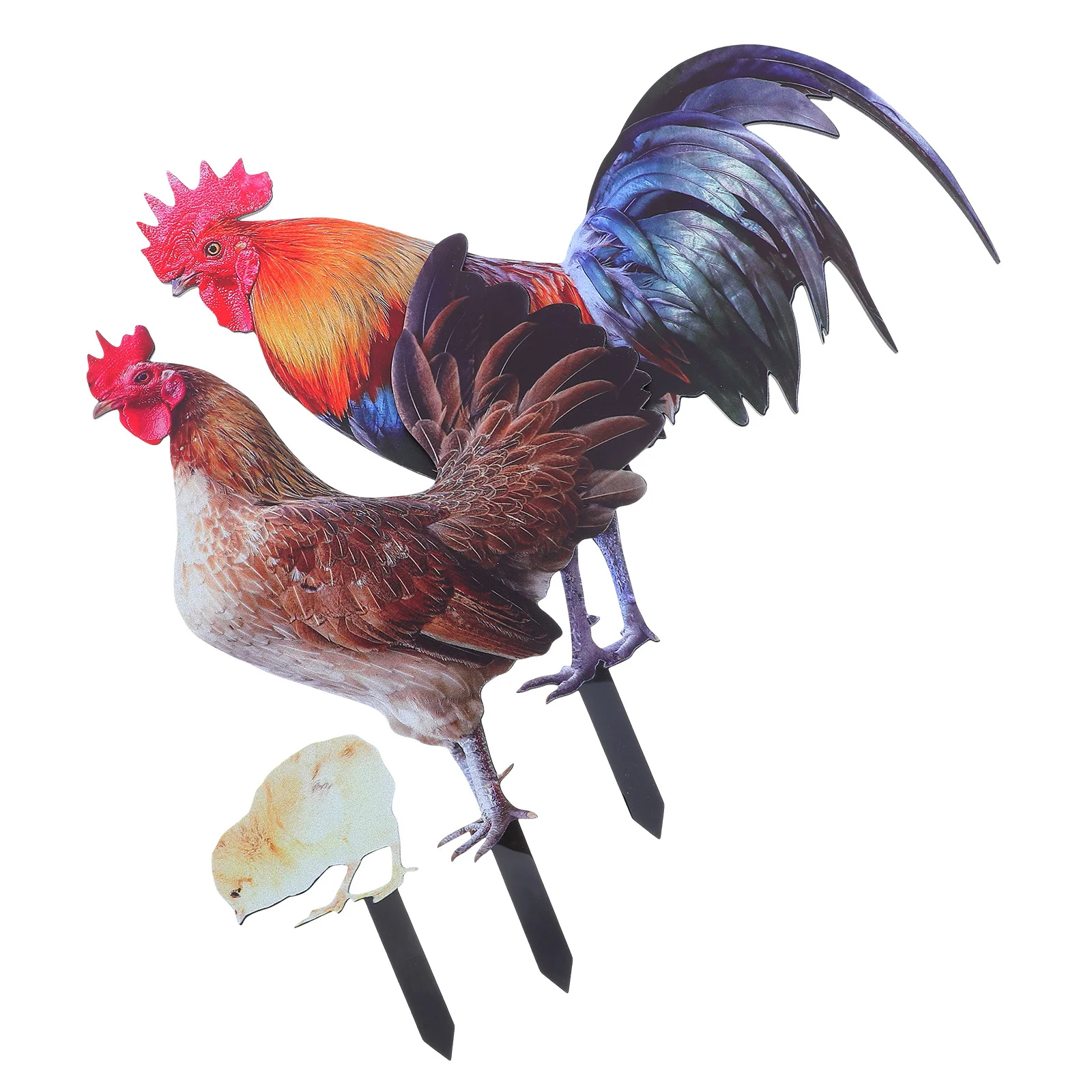 

1Set Garden Decorative Chicken Stake Yard Ornament Lifelike Hen Rooster Scene Layout Lawn Sign Outdoor Garden Accessory
