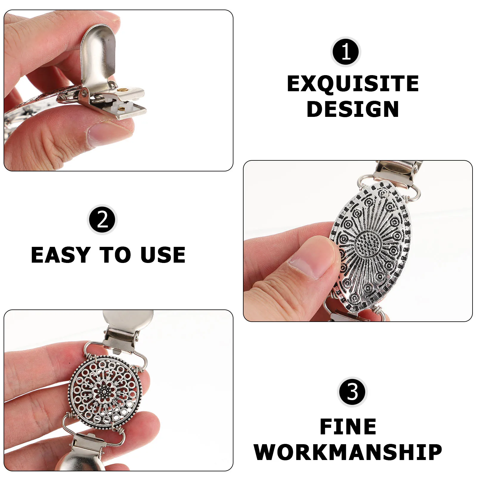 

2Pcs Retro Sweater Clips Stylish Zinc Alloy Antirust Cardigan Shawl Clips Women Elegant Accessory Women Garment Clip