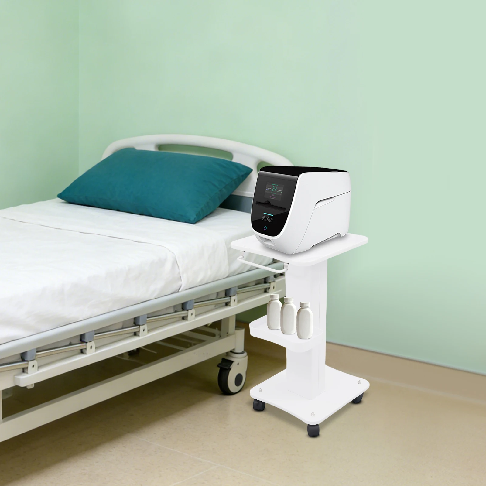 Professional Cart White 13.78x14.96x26.77in Mobile Trolley with Tray 88lbs Capacity for Salon Spa Hospital Equipment Storage