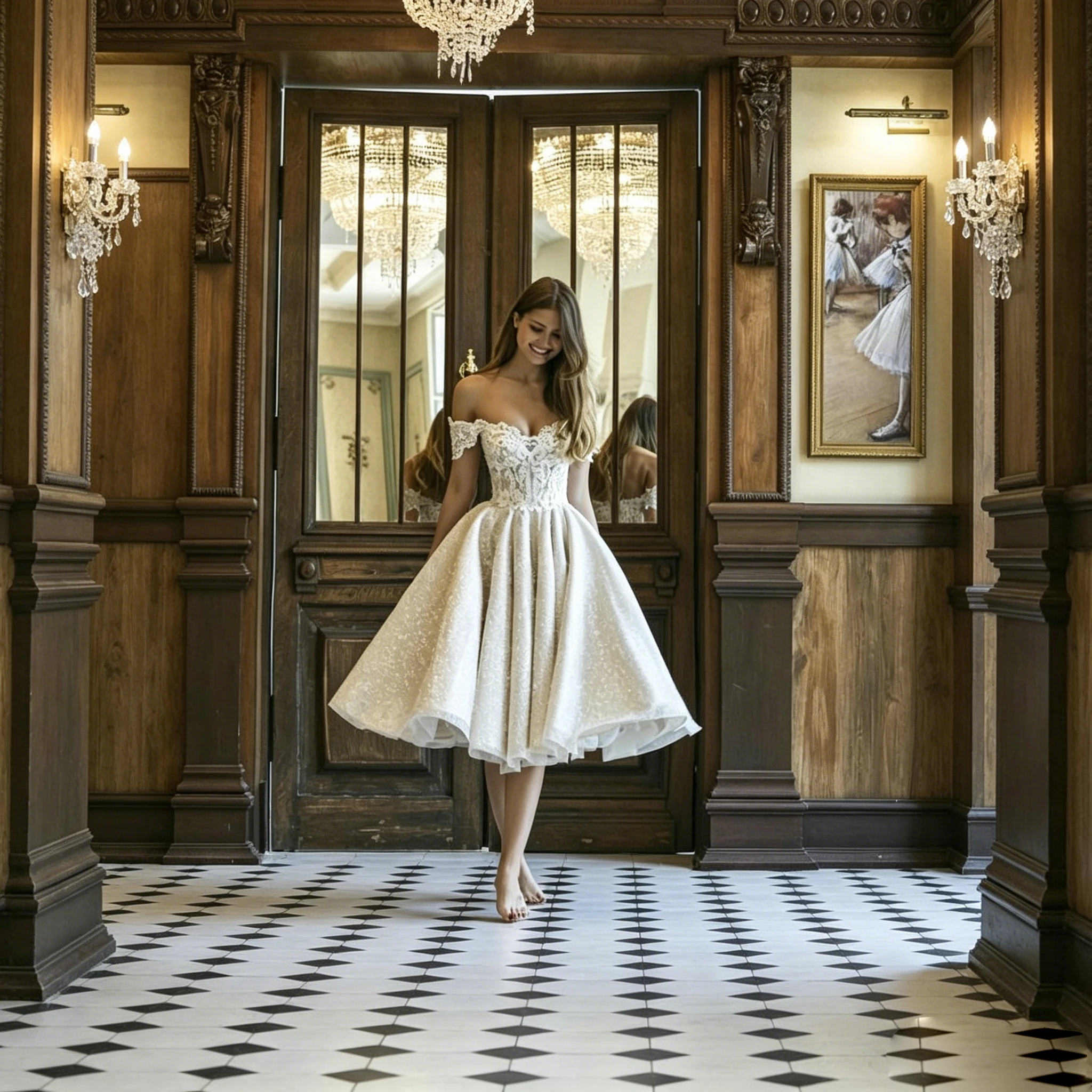Vestido de Novia Mini Hombros Al Descubierto Encaje Aplicado Tul Brillante Lentejuelas Corte A Espalda Descubierta Hecho A Medida Blanco Marfil Para Boda Playa Sesiones Foto Recepción Festa Noche Elegante