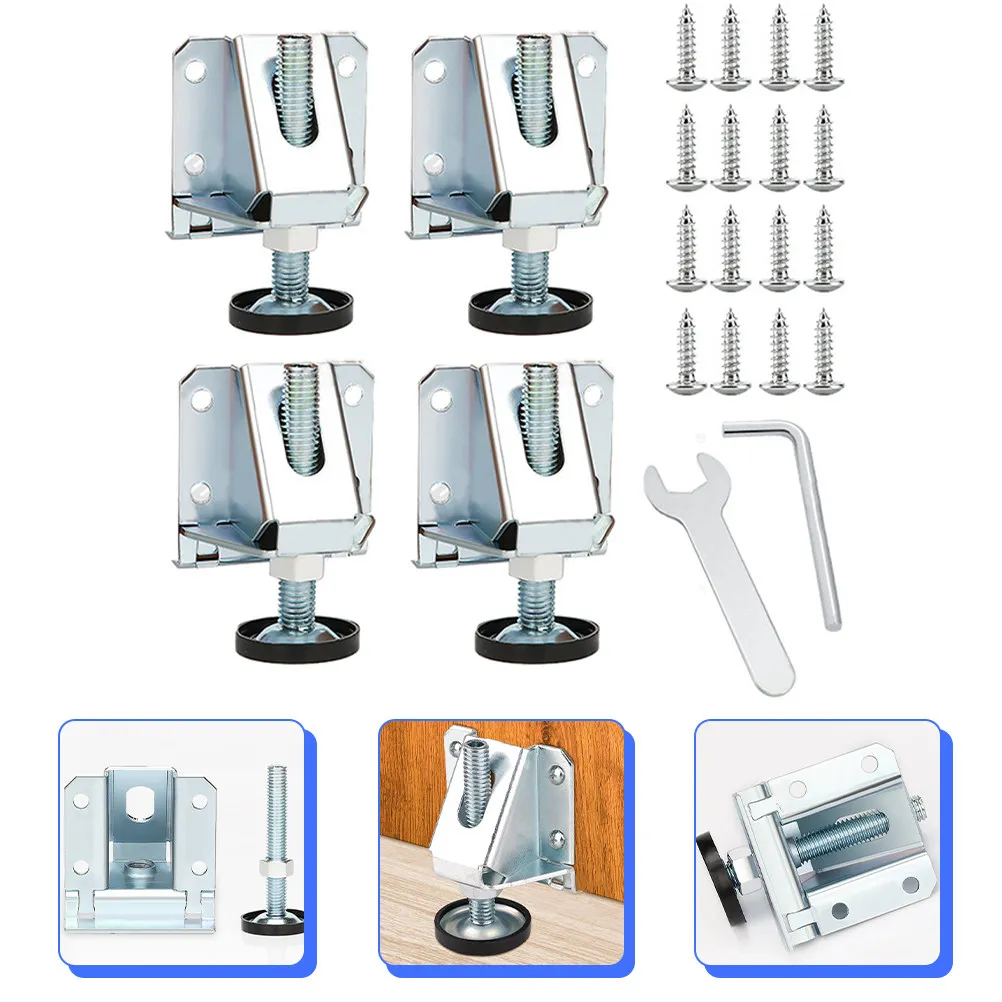

4 шт. регулируемые опоры для мебели из холоднокатаной стали, усиленные ножки для столов, шкафов, тумб, скамеек, защита пола
