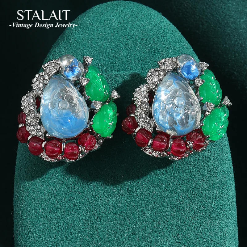 

Vintage Opal Natural Stone Earrings Crystal Water Drop Glass Gold Color Woman Accessories Designer Luxury Quality Jewelry 2025