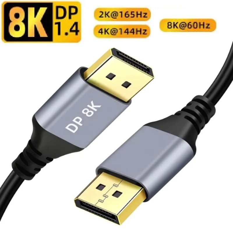  1m 2m 3m 8K DP DisplayPort Cable 8K@60Hz 4K@144Hz 32.4Gbps High Speed for Laptop PC Gaming Monitor Graphics Card Display Port
