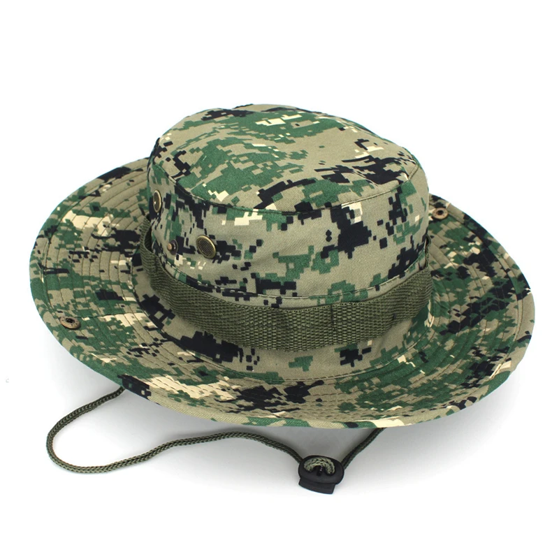 Camouflage Tactical Boonie Hats Camping Climbing Bucket Sniper Hat Men Outdoor Fishing Hiking Cap Sun Protective Boonie Caps