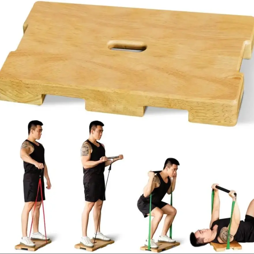 Planche de fitness en bois, plate-forme d'exercices ou planche d'exercices en bois pour les exercices de bande de résistance, entraînement de bande de résistance, étirement