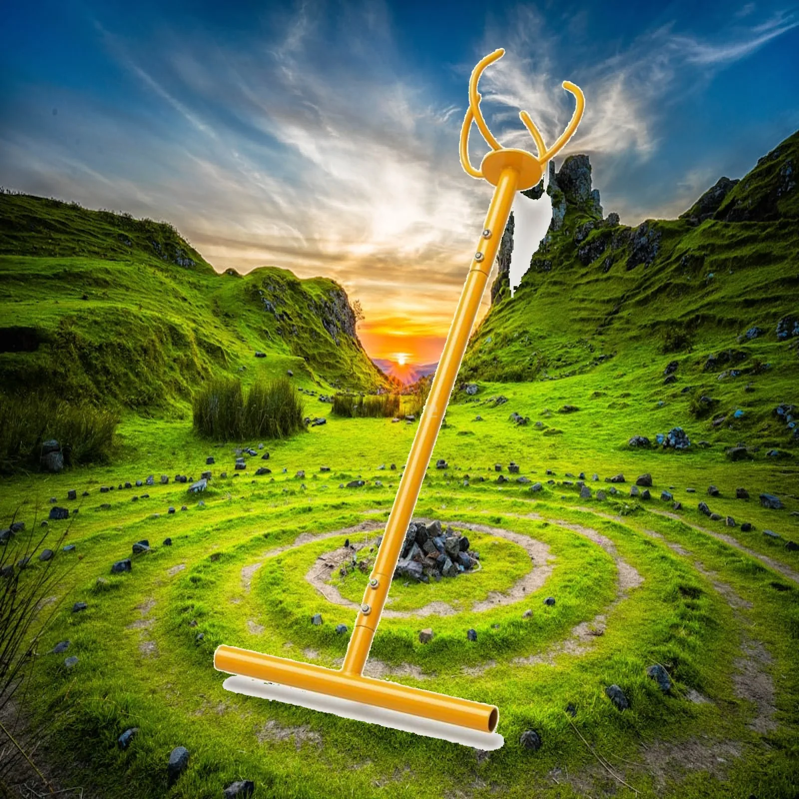 Lawn Aerator Yellow Coated Soil Aerator Crossbar Foot Pedal Foot Pedal