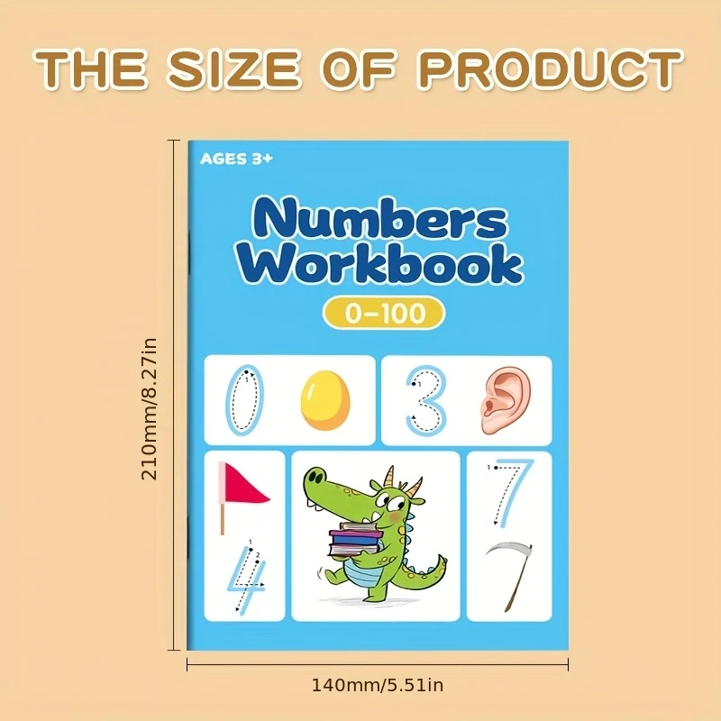 48-Page Numbers Workbook for Kids Ages 3-8 Number Tracing Writing Practice Book with Dinosaur Illustrations Preschool Gift