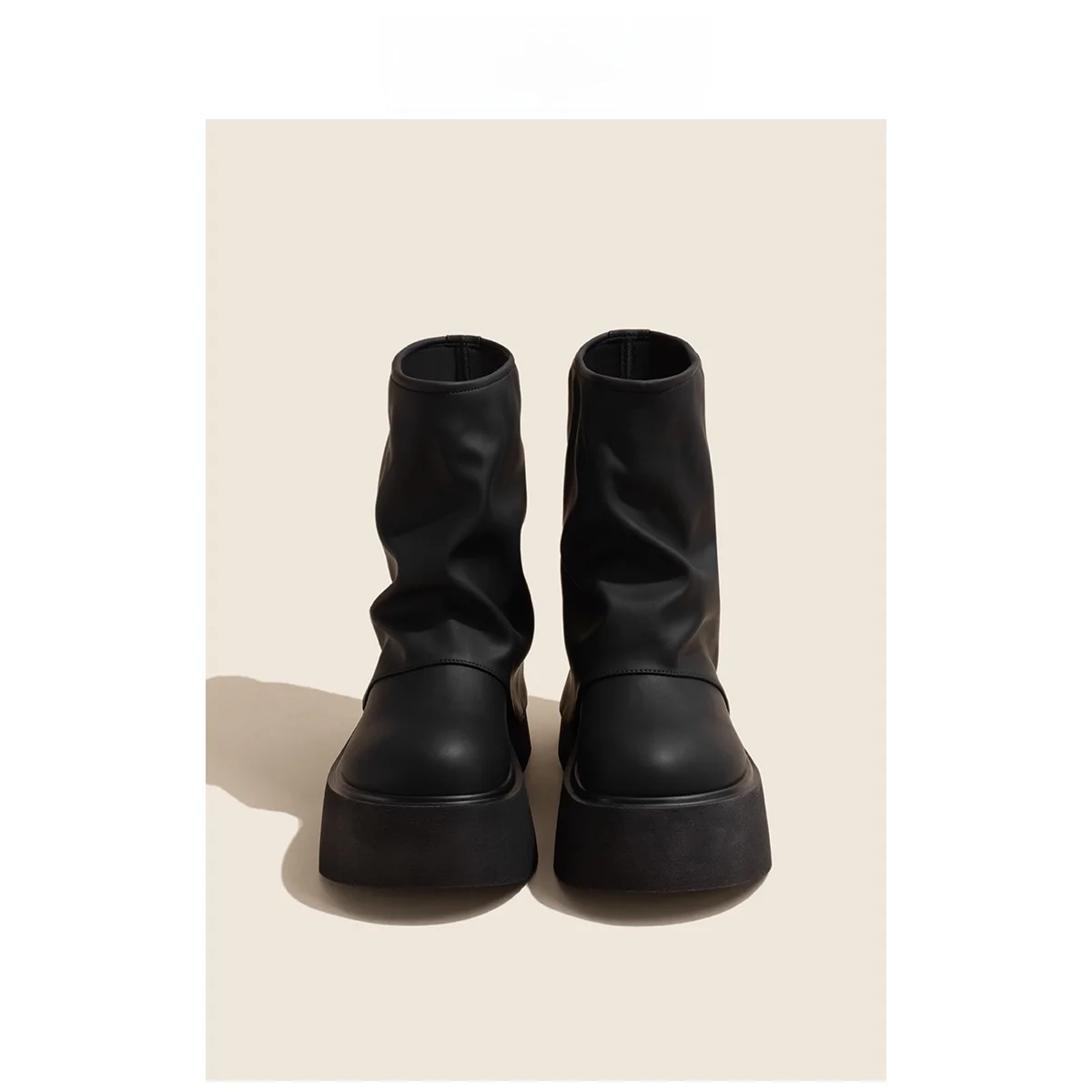 OldMeow Store Genuine Leather Boots Women's Thick Bottom Ankle Boots Ins Autumn New Matte Heightening Slim Platform Mid-Calf ...