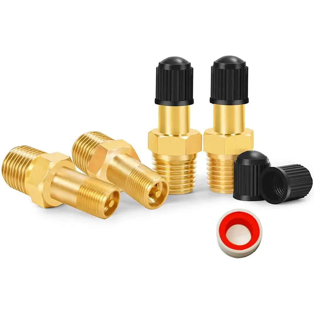 Durable 1/4 NPT 1/8 NPT M10 Air Compressor Tanks Fill Valve Anti-Corrosion Brass Automobile Tire Valve Core Tire Copper Valve