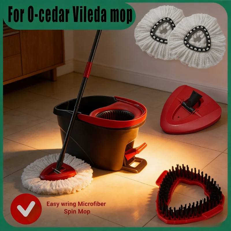 Spin Mop Pads for Vileda O-Cedar EasyWring 1-Tank System,Microfiber Spin Mop Heads,Triangle Swivel Mops Refill,Machine Washable