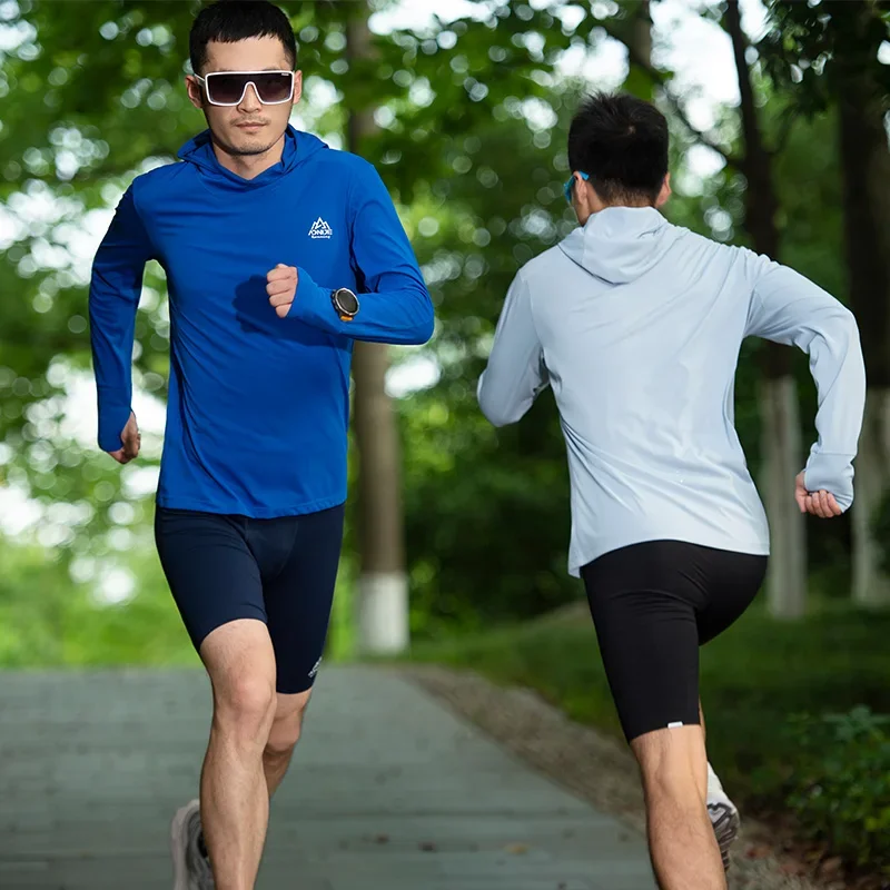 AONIJIE FM5171 Men Quick Drying Sport Long Sleeves with Hood Male Breathable Hooded Long Shirt Sun Protection Tees For Running