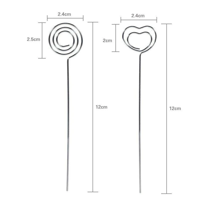 100X Metalen Draden Business Kaarthouder Memo Foto Foto Papier Opmerking Clip Beugel Diy Craft Home Kantoorbenodigdheden, hart Stijl & R