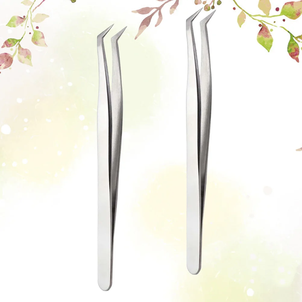 Pince à épiler pour extensions de cils, 2 pièces, matériau métallique de qualité supérieure, Durable, utilisation pratique, pointes fines, manœuvre facile pour la mode