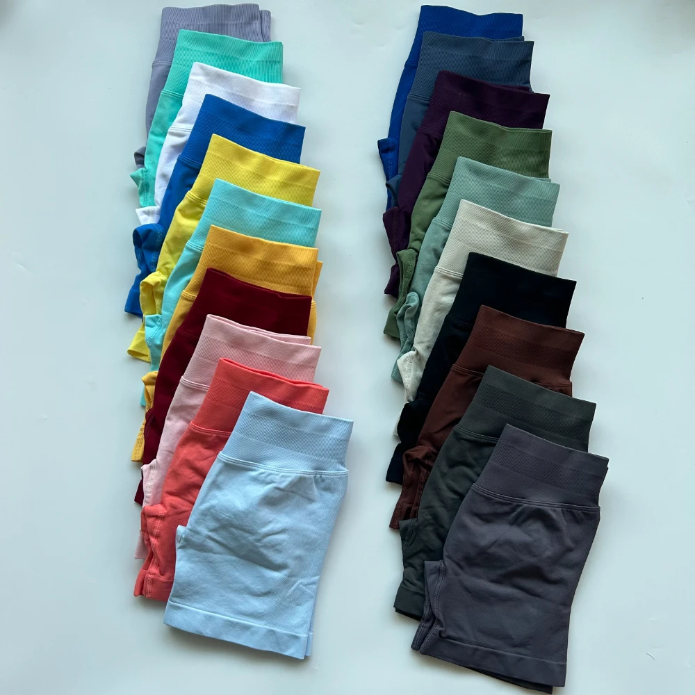

No Logo Sports Shorts Low Ribbed Band Yoga Shorts Seamless Scrunch Bum Workout Gym Shorts Booty Fitness Clothes Running Shorts