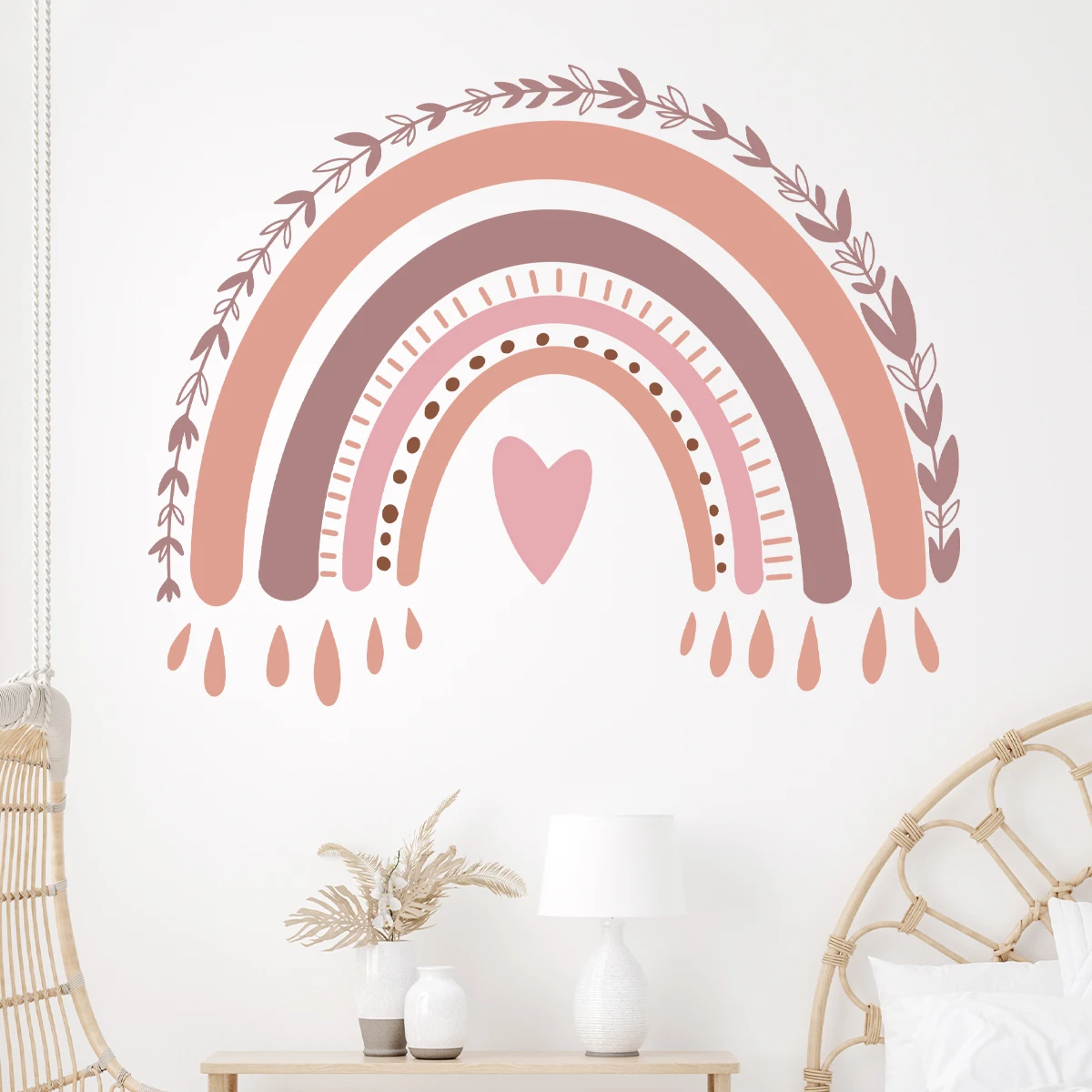 Cartoon Rainbow Heart-shaped Wall Sticker for Kids Room Children Room Decor Bedroom Living Room Home Decoration Wall Decals