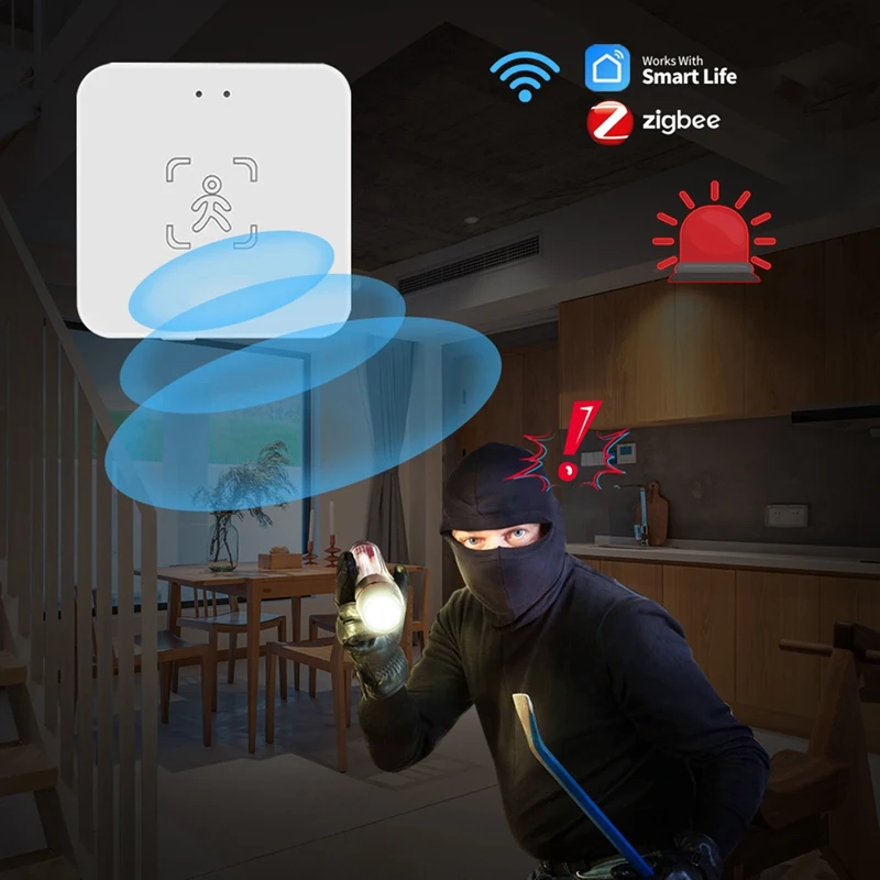 Tuya-Capteur de Présence Humaine 24G, Radar à Ondes Millimétriques, Détection de Lumière