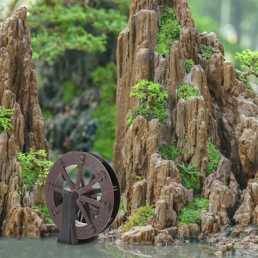 Waterfall Fountain Wheel 2Pcs Feng Shui Wheel Mini Windmill Waterwheel Ornament Micro Landscape Fairy Garden Potted Plant