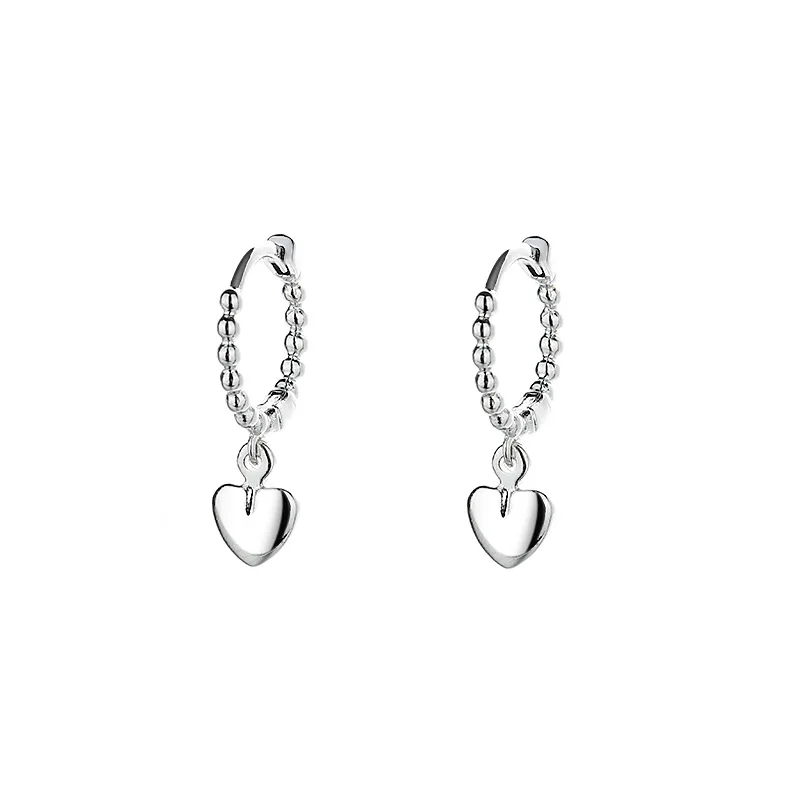 CIAXY Silver Color Cute Peach Heart Pendant Earrings for Women Super Fairy Small Ear Buckle Love Earring Luxury Jewelry
