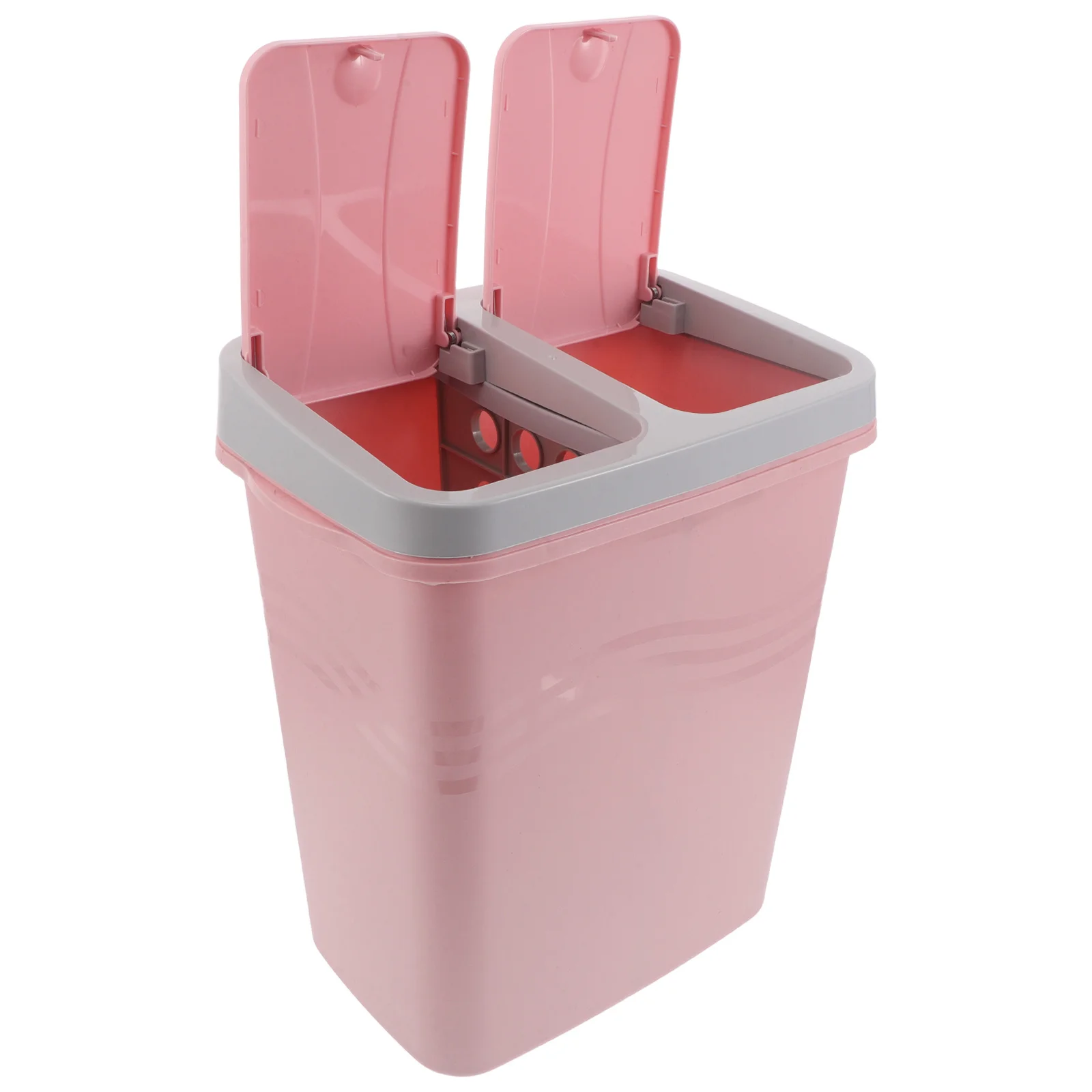 

Narrow Pink Dual Compartment Recycling Bin Kitchen Office Waste Separation Easy Clean Double Trash Can Kitchen