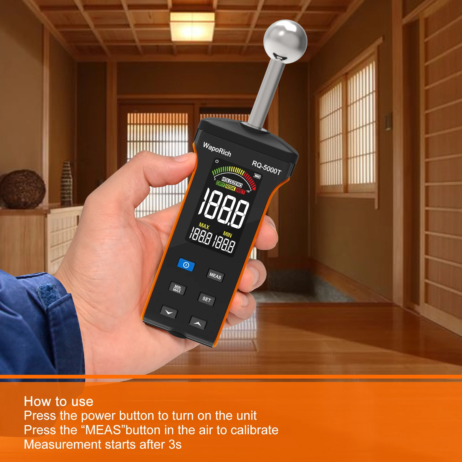 مقياس رطوبة الخشب، مقياس رطوبة بدون دبابيس للخشب، مستشعر رطوبة الحائط غير المتصل، جهاز اختبار الرطوبة الرقمي مع إنذار مسموع