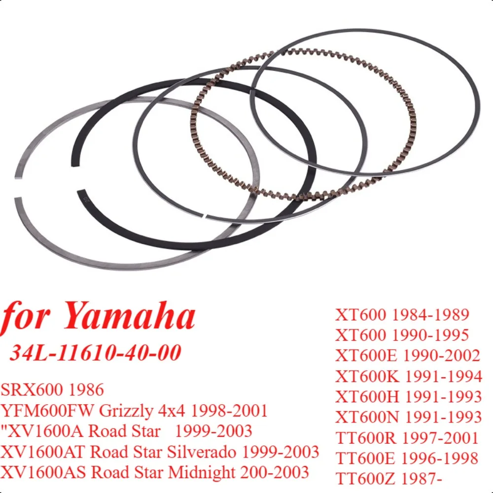 

95mm 34L-11610-40-00 Motorcycle Engine Piston Rings Kit for YAMAHA XT600 TT600R SRX600 YFM600FW Grizzly 4x4 1998-2001 XV1600A