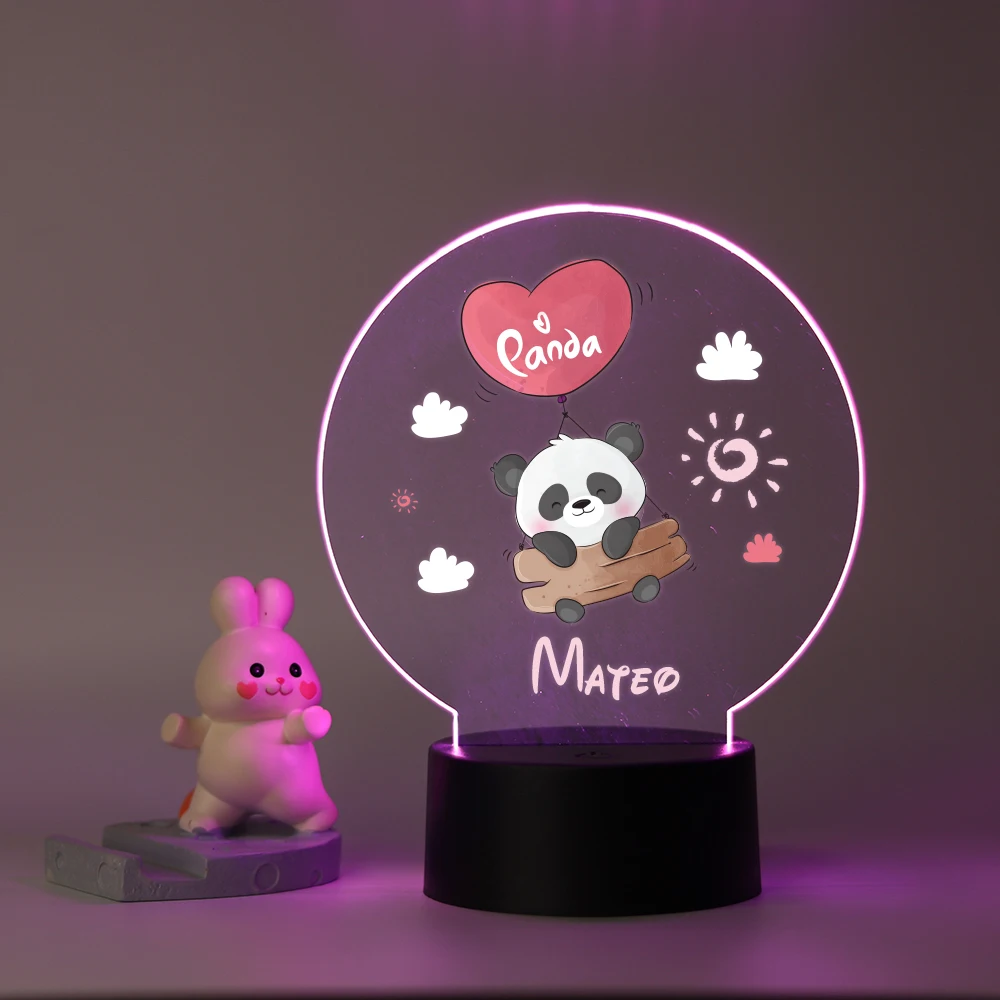 Personalized Custom Panda Cute  Kids Night Light Birthday Party Decor Usb Atmosphere Table Lamp