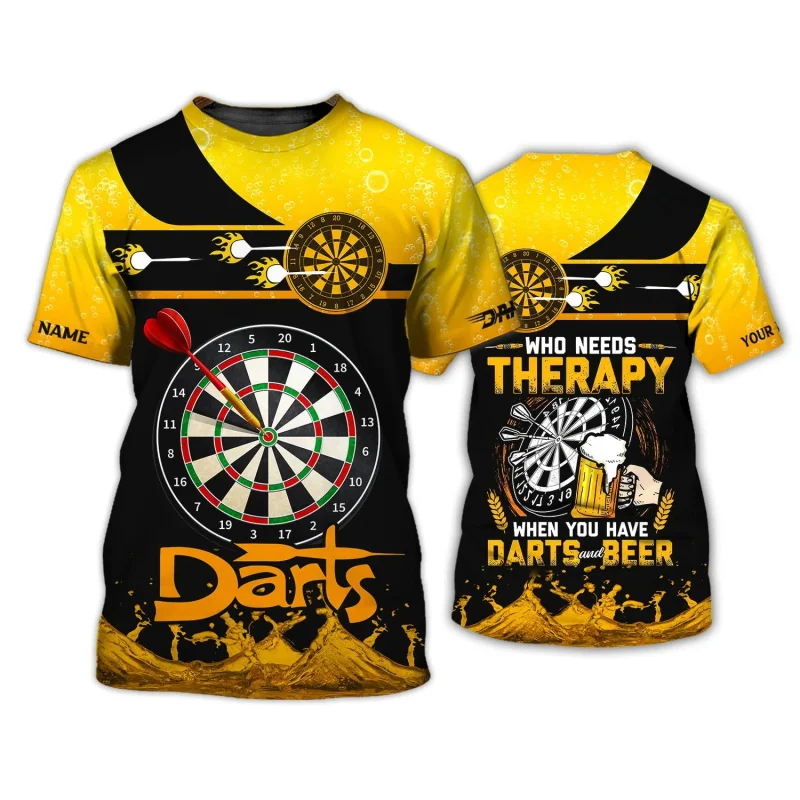 Custom Name 3D Darts Graphic T Shirt For Men Women Personalized Short Sleeve Oversized Tee Shirts Tops Gift For Darts Lovers