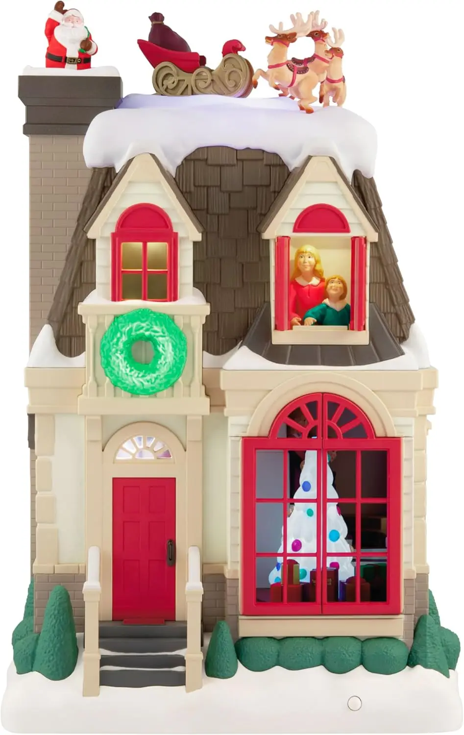 

Музыкальное рождественское настольное украшение со светом и движением, дымоход Санта-Наследки для праздничного домашнего декора