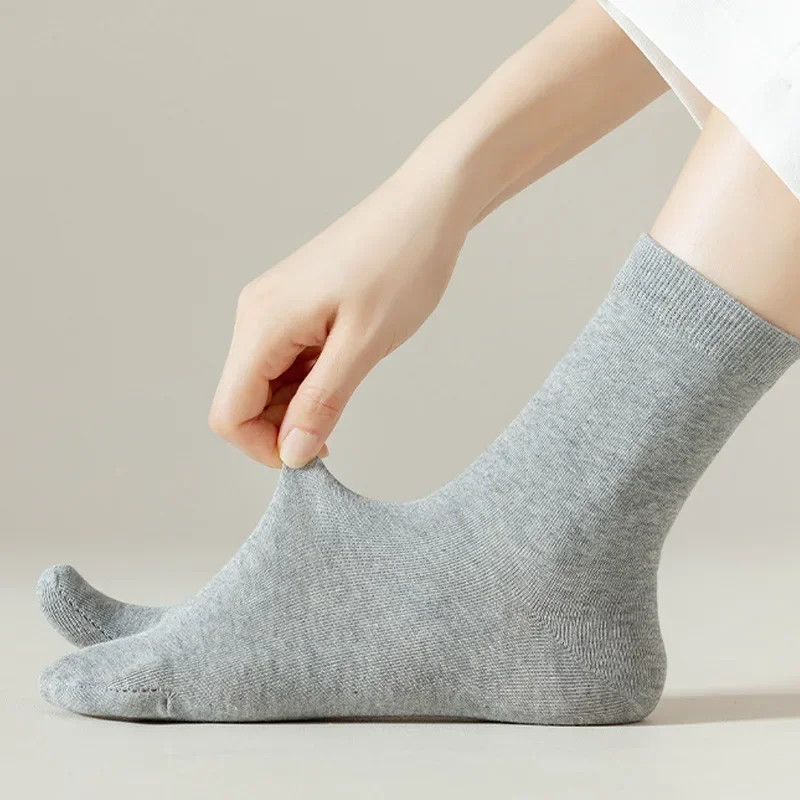 3Pairs=6Pcs Two-toe Socks Women Men Sweaty Nonslip Split Separate Tabi Toes Socks Fiber Deodorant Long Stockings Solid Shoe Sox