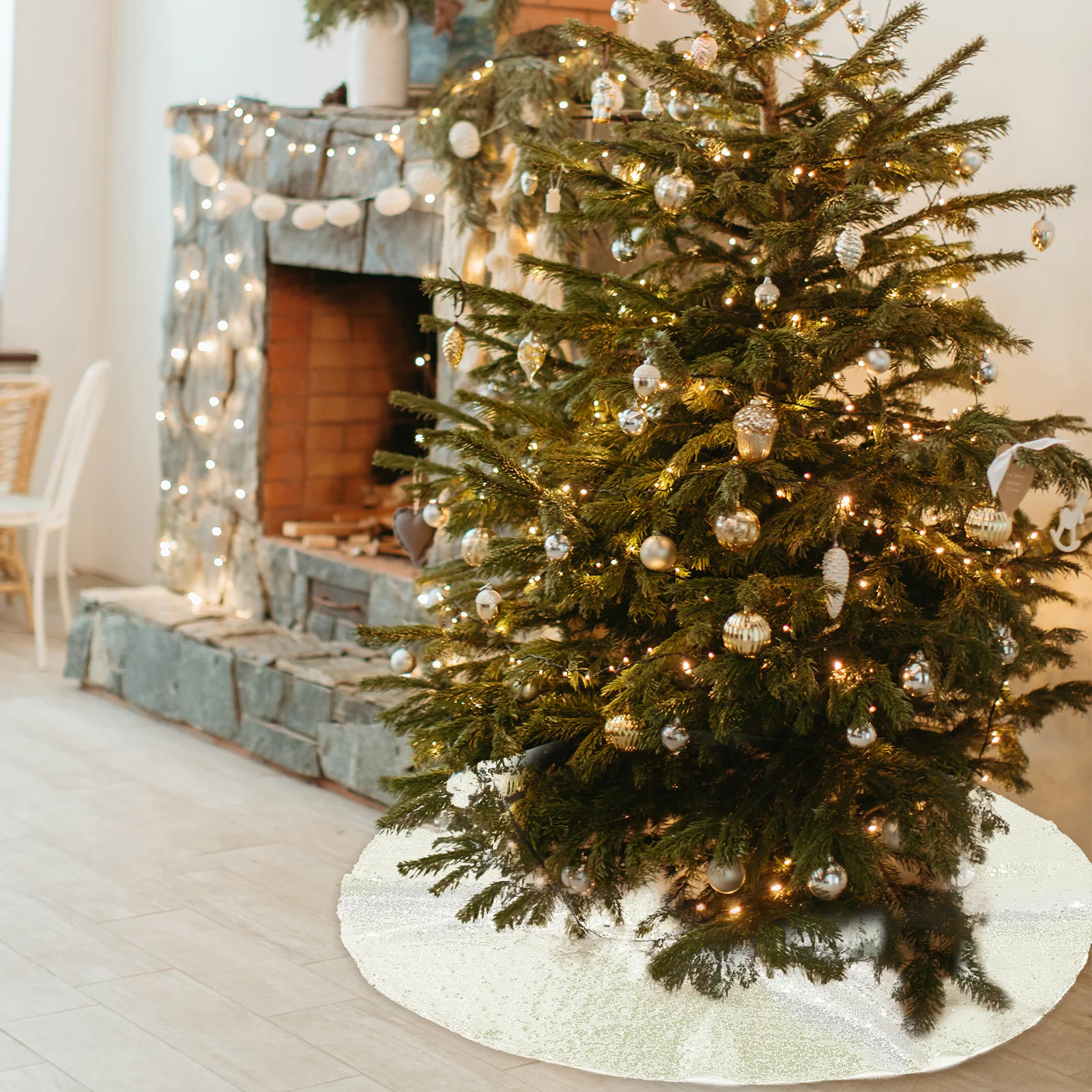 

Sequin Tree Skirt Decorative Pad Cute Festival Mat Cushion Traditional Skirts Christmas