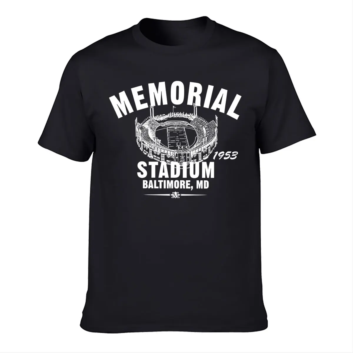 Throwbackmax Memorial Stadium 1953 Football Classic Cut Premium Tri-Blend Tee Shirt Past Home of Your Baltimore Colts Navy Heath