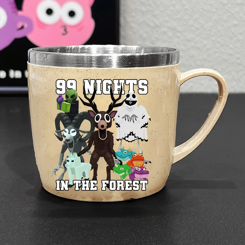 99 notti nella foreste Tazze d'acqua in acciaio inossidabile Stampa di cartoni animati Tazze da caffè per latte Tazza da bere per spazzolino da denti per la casa carina Regalo per ragazzi