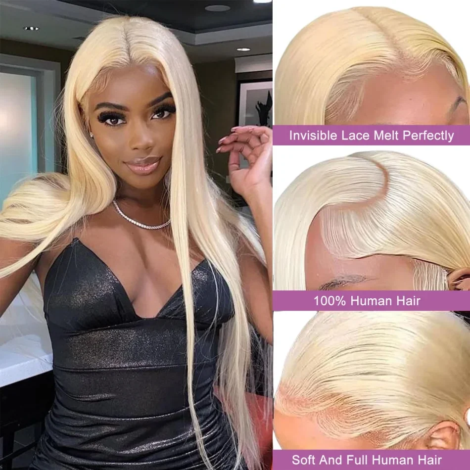 Blonde 613 Hd Lace Frontal Wig 13x6 13x4 Straight Human Hair Wig Brazilian Hair Wig 30 Inch Lace Front Wig 220 Density For Women image 5