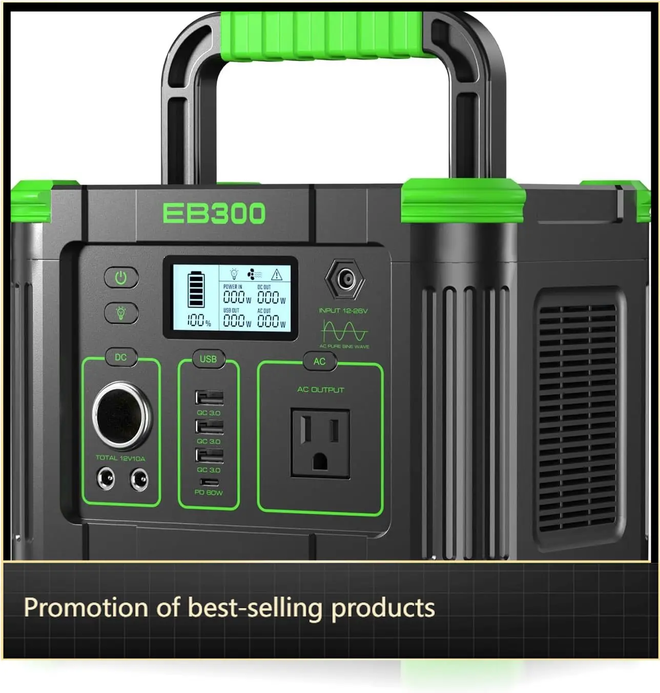 

Portable Power Station Solar Generator Lithium Battery Backup 300W 288Wh 60W USB C PD 110V Pure Sine Wave AC Outlet For Outdoors