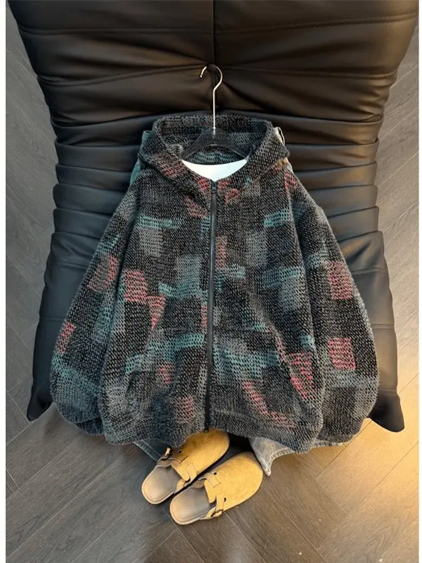 

Американский ретро вязаный открытый кардиган с капюшоном, толстовка, мужская свободная повседневная верхняя одежда, осенне-зимнее тяжелое пальто