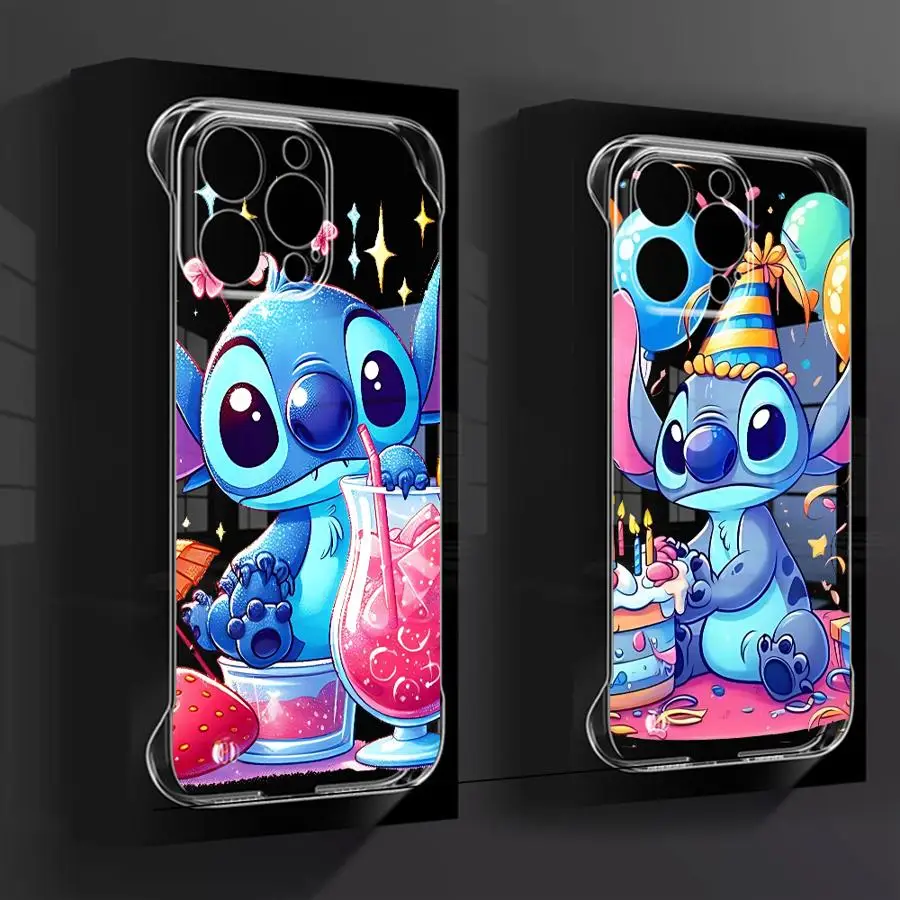 Disney Cartoon Cute Stitch Phone Case for iPhone 16 13 14 15 Pro Max 11 12 Transparent Clear Hard Back Cover Coque funfa