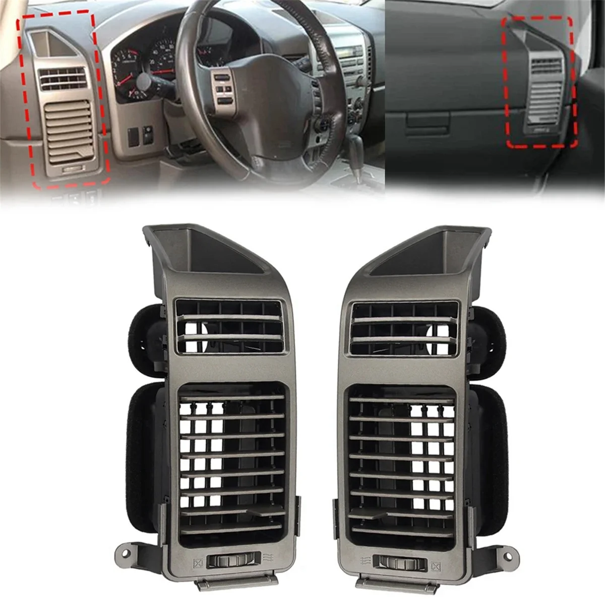 فتحات لوحة القيادة A/C فتحات تكييف الهواء يسار + يمين للسيارات لنيسان تيتان أرمادا 04-06 68421-7S000 68420-7S000