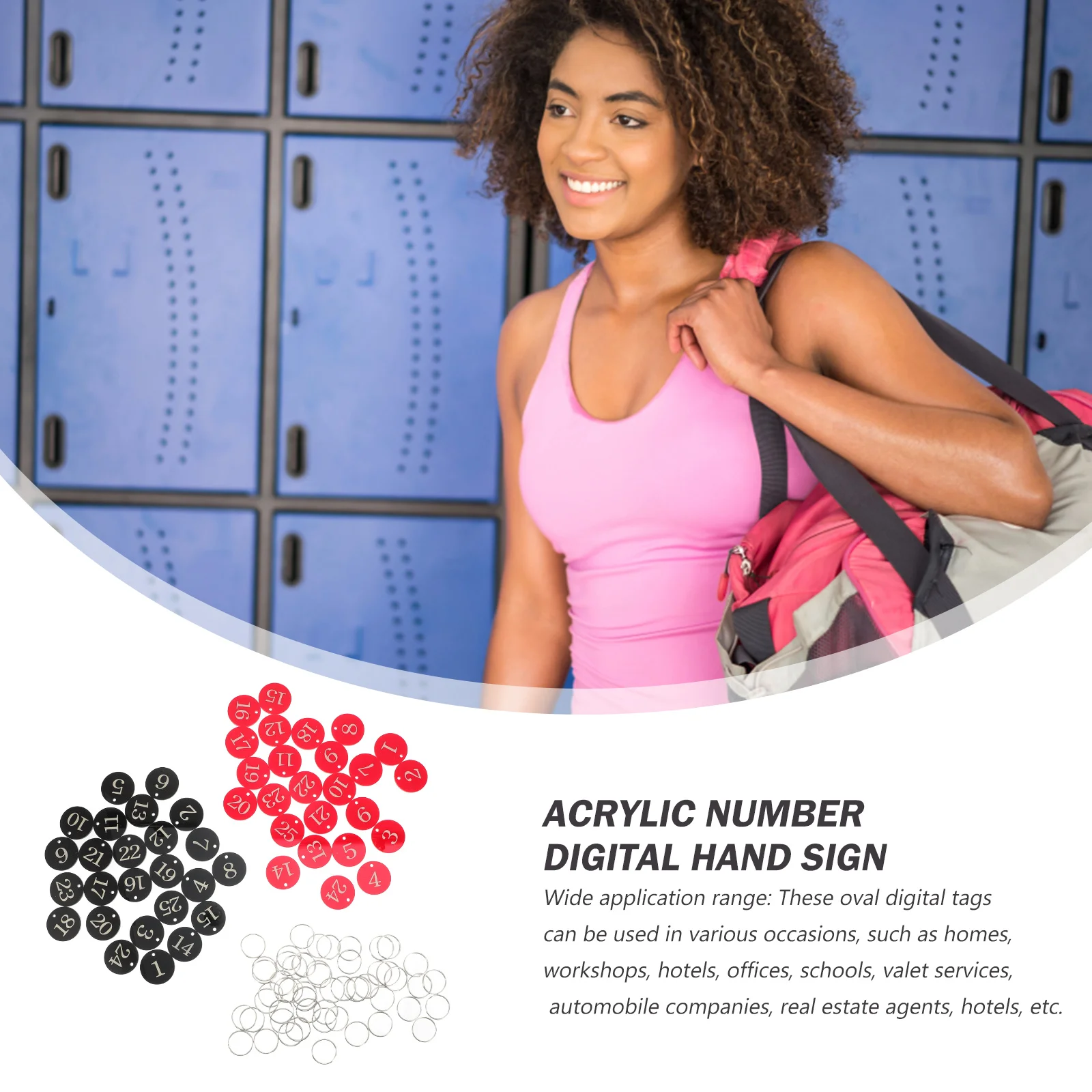 

1 set 1 Set Acrylic Numbered Tags Round Engraved Discs For Key Locker Organization Waterproof Durable Number Tag Key Ring Travel