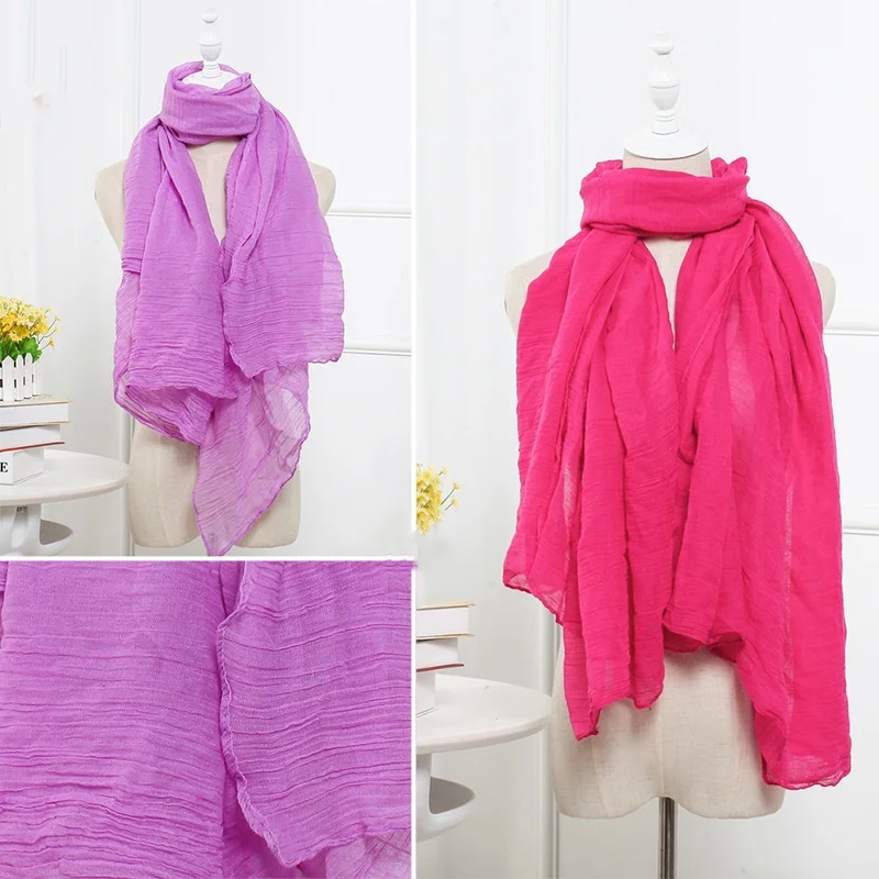 180*45cm Cotton Linen Candy Color Shawls Scarfs Lady Travel Vacation Long Scarf Wrap Scarves Hijab Head Scarfs Vintage Bandana