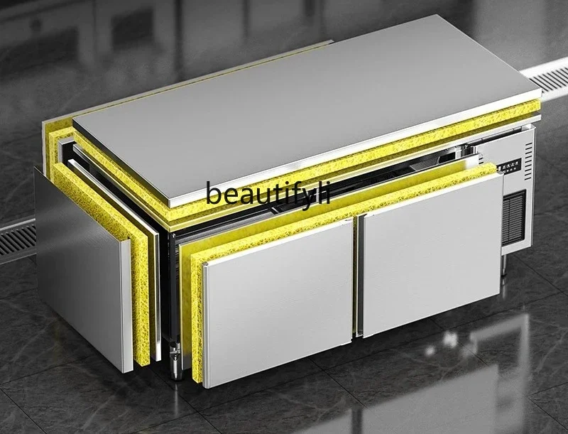 

A61 Air-cooled refrigerated workbench Frost-free freezer Milk tea water bar Commercial kitchen Horizontal fresh-keeping console