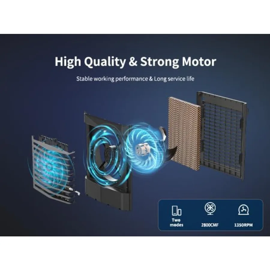 مكيف هواء مبرد 8.2 جالون 3 في 1 مع جهاز تحكم عن بعد 3 إعدادات للسرعة مؤقت 12 ساعة 6 عبوات ثلج هواء تبخيري محمول C