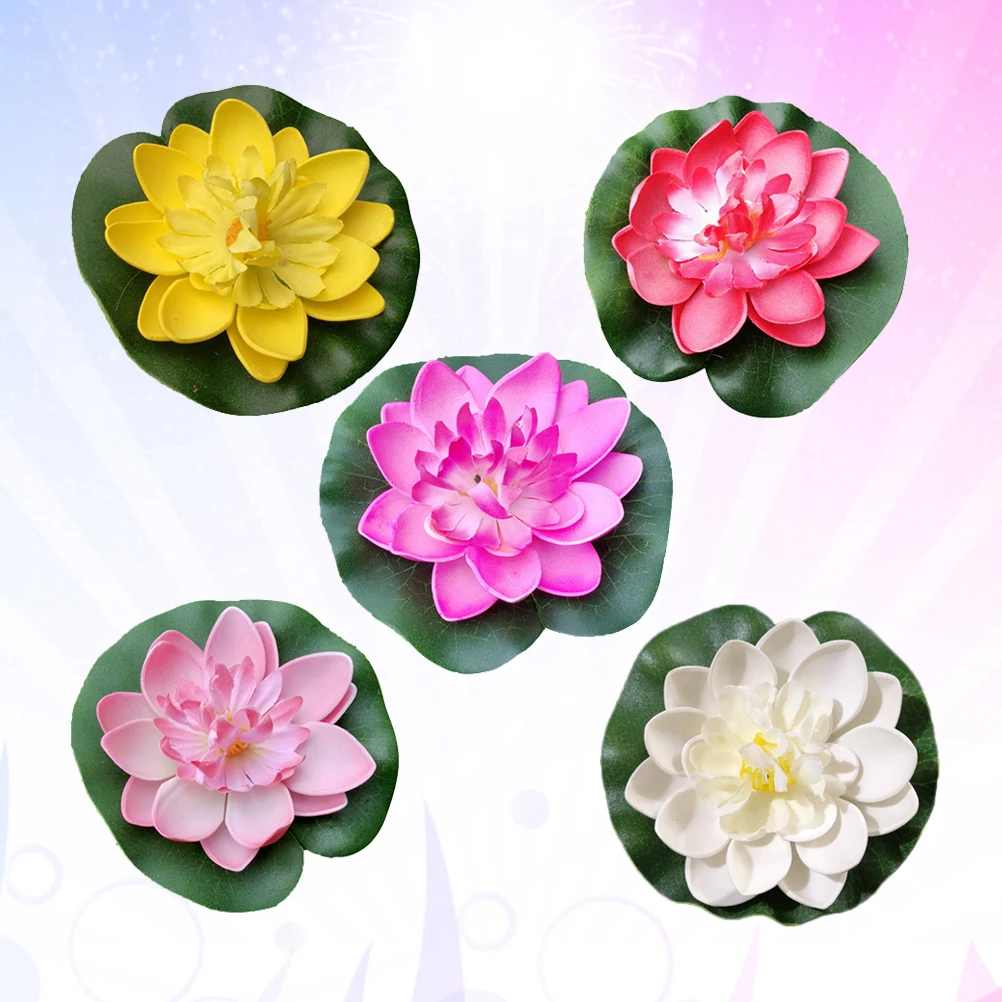 

5Pcs Floating Water Lily Artificial Lotus Flowers EVA Decoration for Garden Pond Home Decor Ornaments
