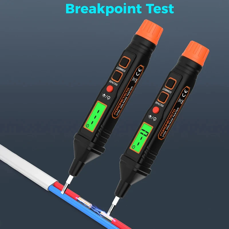 Non-Contact Digital AC Voltage Tester Pen 12V-300V AC Voltage Detector Live/Neutral Wire Test Breakpoint Finder Continuity Test