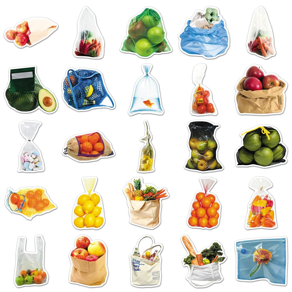 50 Pcs Bagged Realistic Fruit & Vegetable Stickers - Creative Graffiti Decor for Fridges Cars Phones BulingBulingStickers Store