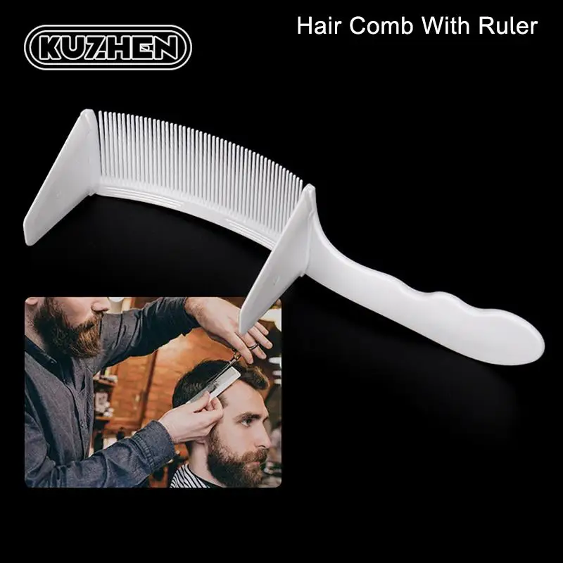 Curved Shaver Hair Clipper Cutting Comb Barber Flat Top Comb With Ruler Anti-Static Salon Cutting Comb Hairdressing Brush