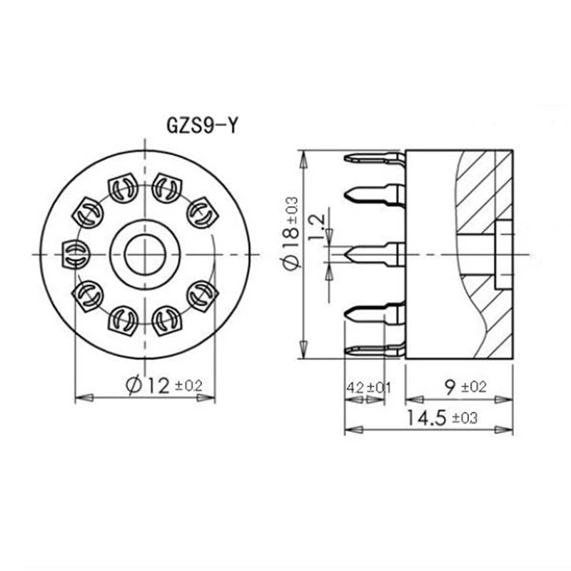 10PCS PCB Mount Plastic 9Pin Vacuum Tube Socket For 12AX7 12AT7 12AU7 EL84 6N1 ECC82 ECC83 Hifi Audio TUBE AMP