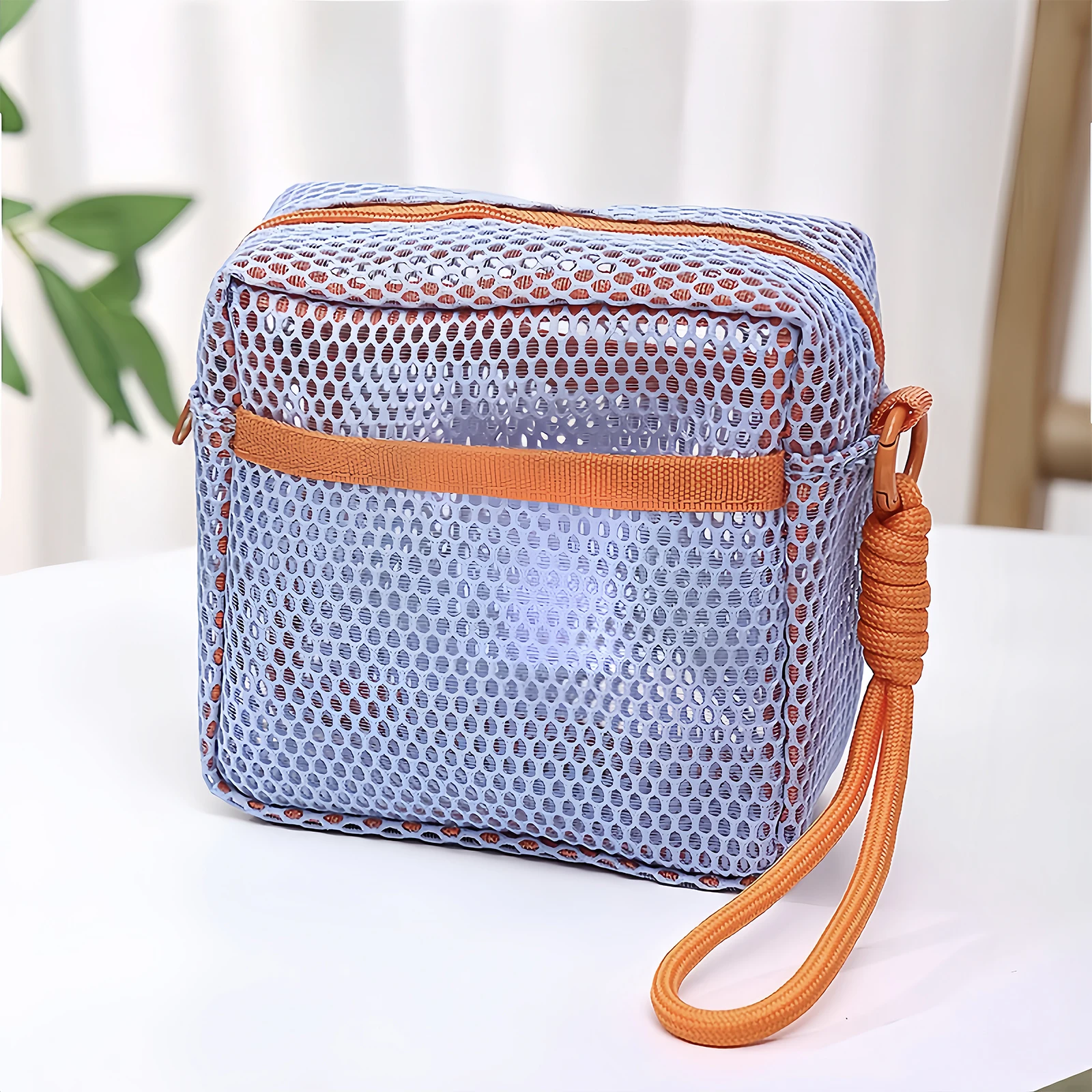 

Маленькая сетчатая косметичка, квадратная нейлоновая портативная косметичка для туалетных принадлежностей с застежкой-молнией, персональный дорожный аксессуар, органайзер, сумка-кошелек