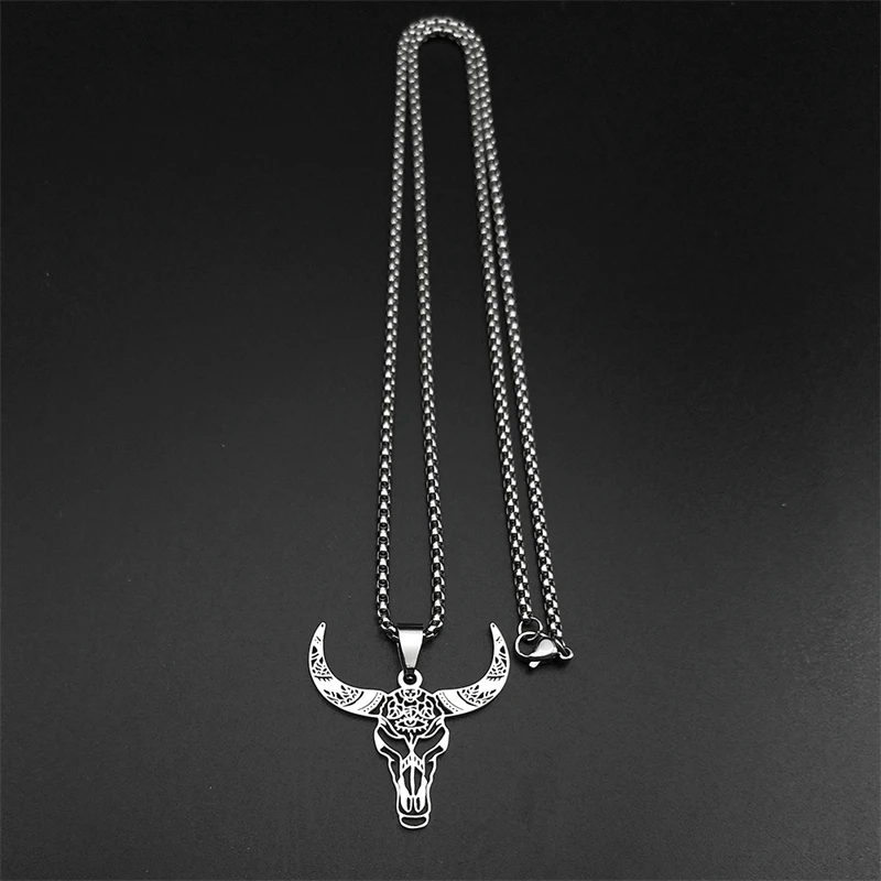 Hohl Rinder Bull Halsketten Für Frauen Männer Edelstahl Gold Silber Farbe Böhmen Tier Kopf Männliche Kette Schmuck Geschenke – Detail 6