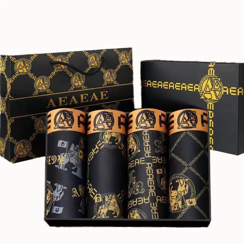 

4Pcs/Lot Printed Men's Underwears Men Panties Boxers Breathable Sexy Male Boxer Solid Underpants Plus Size Briefs